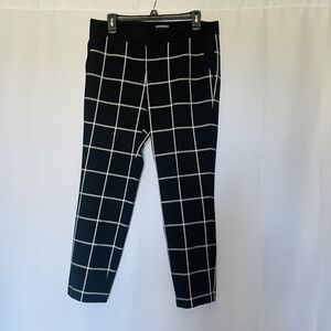 Express Columnist Plaid Black White Ankle Dress Pants Size 8R